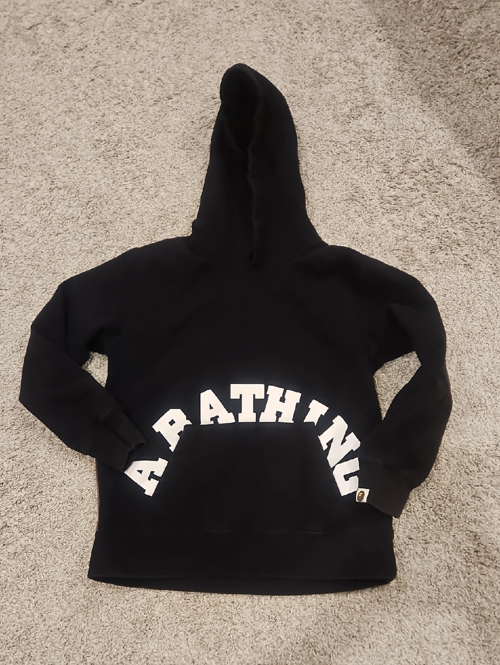 Bape Black Hoodie with White A Bathing Ape Arch Logo